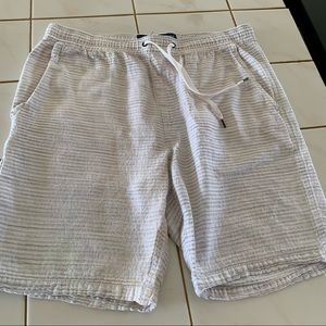American Eagle Faded Gray Stripe Drawstring Shorts